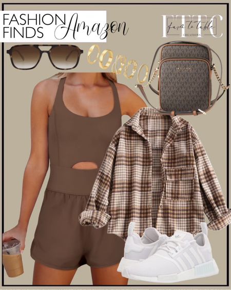 Amazon Spring Fashion. Follow @farmtotablecreations on Instagram for more inspiration.

Caracilia Womens Workout Romper Running Onesie Short. adidas Women's NMD R1 Shoes. ZAFUL Women's Plaid Long Sleeve Shirt Button Down Wool Blend Thin Jacket Casual Blouse Tops with Pocket. SOJOS Retro Aviator Sunglasses for Women. Michael Kors Flight Bag. 10 PCS Dainty 14K Gold Rings for Women. OOTD. Summer Outfit. Workout Clothing. Spring Outfit. Casual Outfit.










#LTKworkwear #LTKfindsunder50 #LTKActive