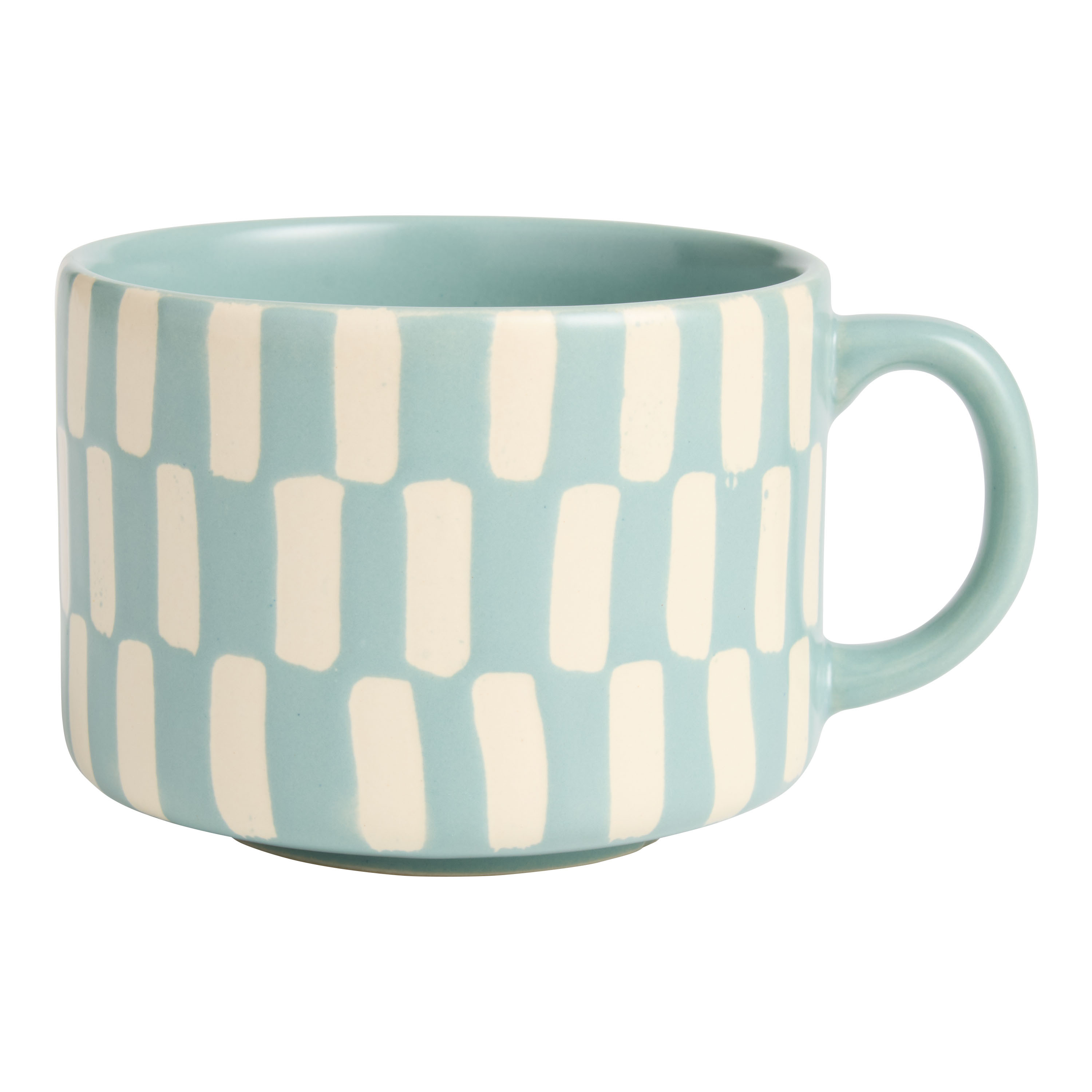 Light Teal and White Geo Hand Painted Ceramic Mug | World Market