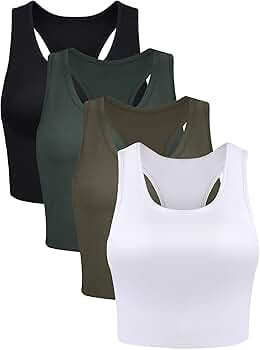 4 Pieces Basic Crop Tank Tops Sleeveless Racerback Crop Cami Top for Women | Amazon (US)