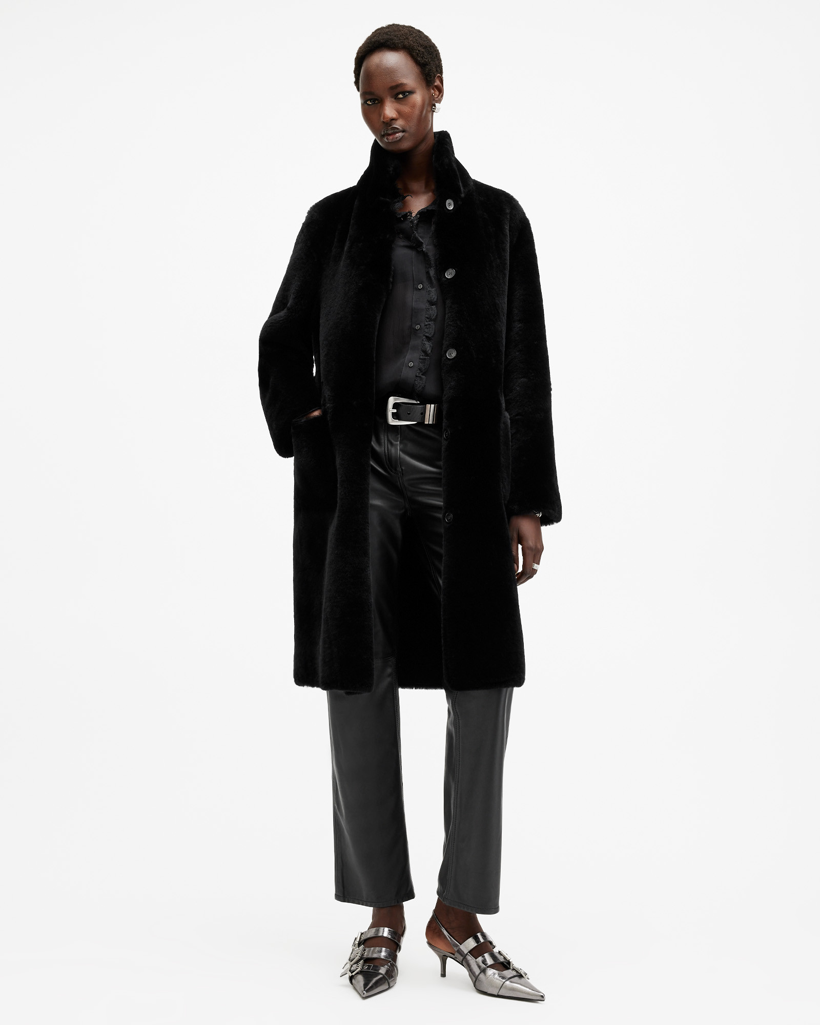 Serra 2-In-1 Reversible Shearling Coat Black | ALLSAINTS | AllSaints UK