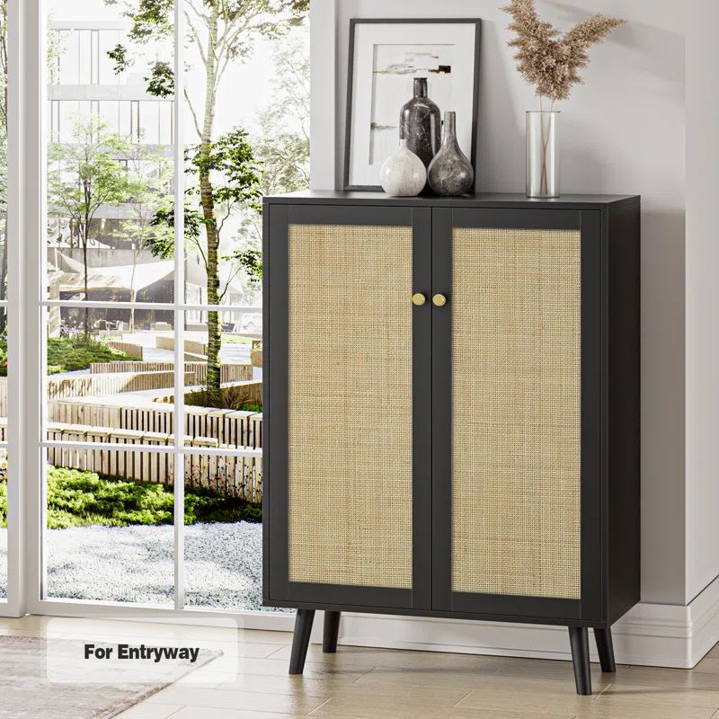 Cricklade Accent Cabinet with Natural Rattan for Entryway With Adjustable Shelf | Wayfair North America