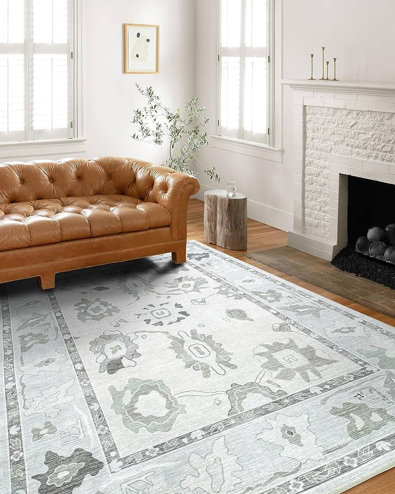 Green Oushak Rug, Vintage Turkish Eclectic Floral Pastel Large Oversized Area Rugs for Living Roo... | Amazon (US)