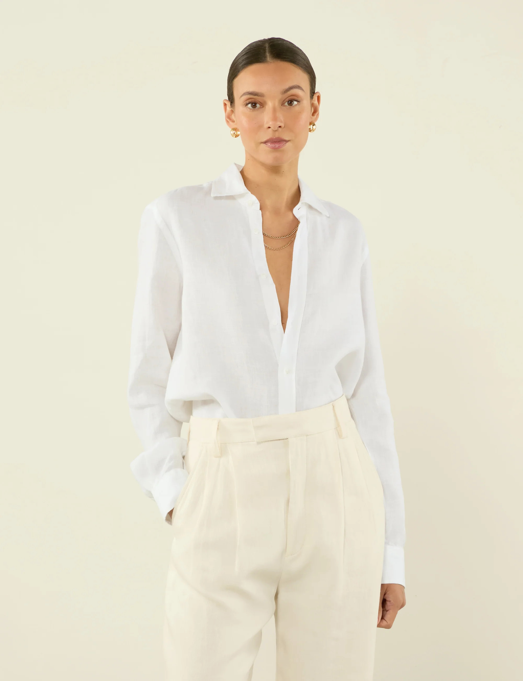 WNU Women's White Linen Boyfriend Shirt | With Nothing Underneath | With Nothing Underneath