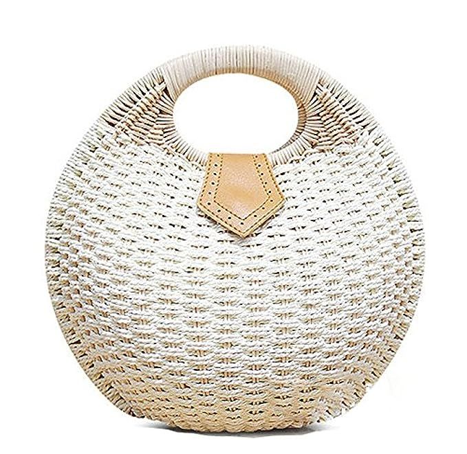 Pulama Wicker Woven Crossbody Straw Beach Bucket Summer Fashion Vacation Women Top Handle Handbag | Amazon (US)