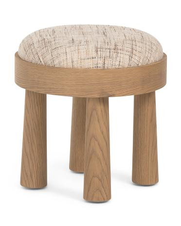 Linen Blend Solid Oak Frame Louise Ottoman | TJ Maxx