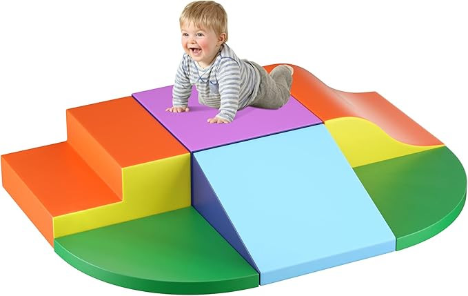 6-Piece Climb & Crawl Foam Activity Play Set Fun Foam Climbing Blocks Educational Step and Slide ... | Amazon (US)