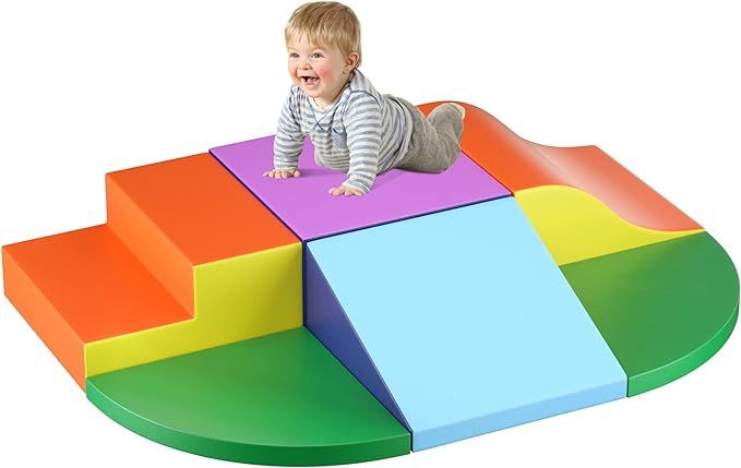 6-Piece Climb & Crawl Foam Activity Play Set Fun Foam Climbing Blocks Educational Step and Slide ... | Amazon (US)