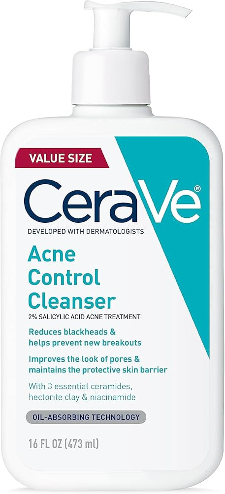 CeraVe Acne Control Cleanser, 2% Salicylic Acid Treatment Formulated With Niacinamide + Ceramides... | Amazon (US)
