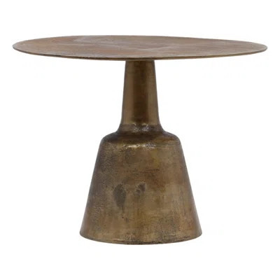 Golbez 32-Inch Round Aluminum Antique Brass Finished Pedestal Base Bistrotable | Wayfair North America