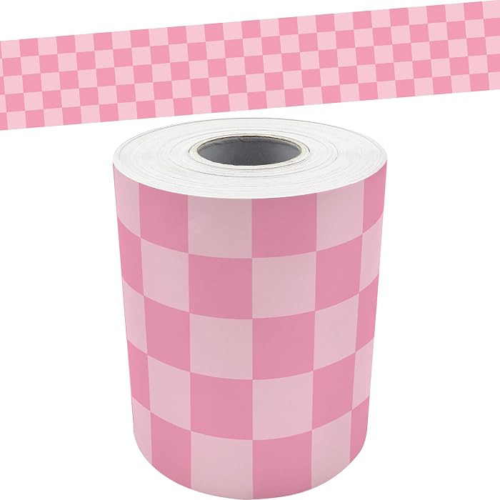 Teacher Created Resources Cool for School Pink Checkers Straight Rolled Border Trim - 50ft - Deco... | Amazon (US)