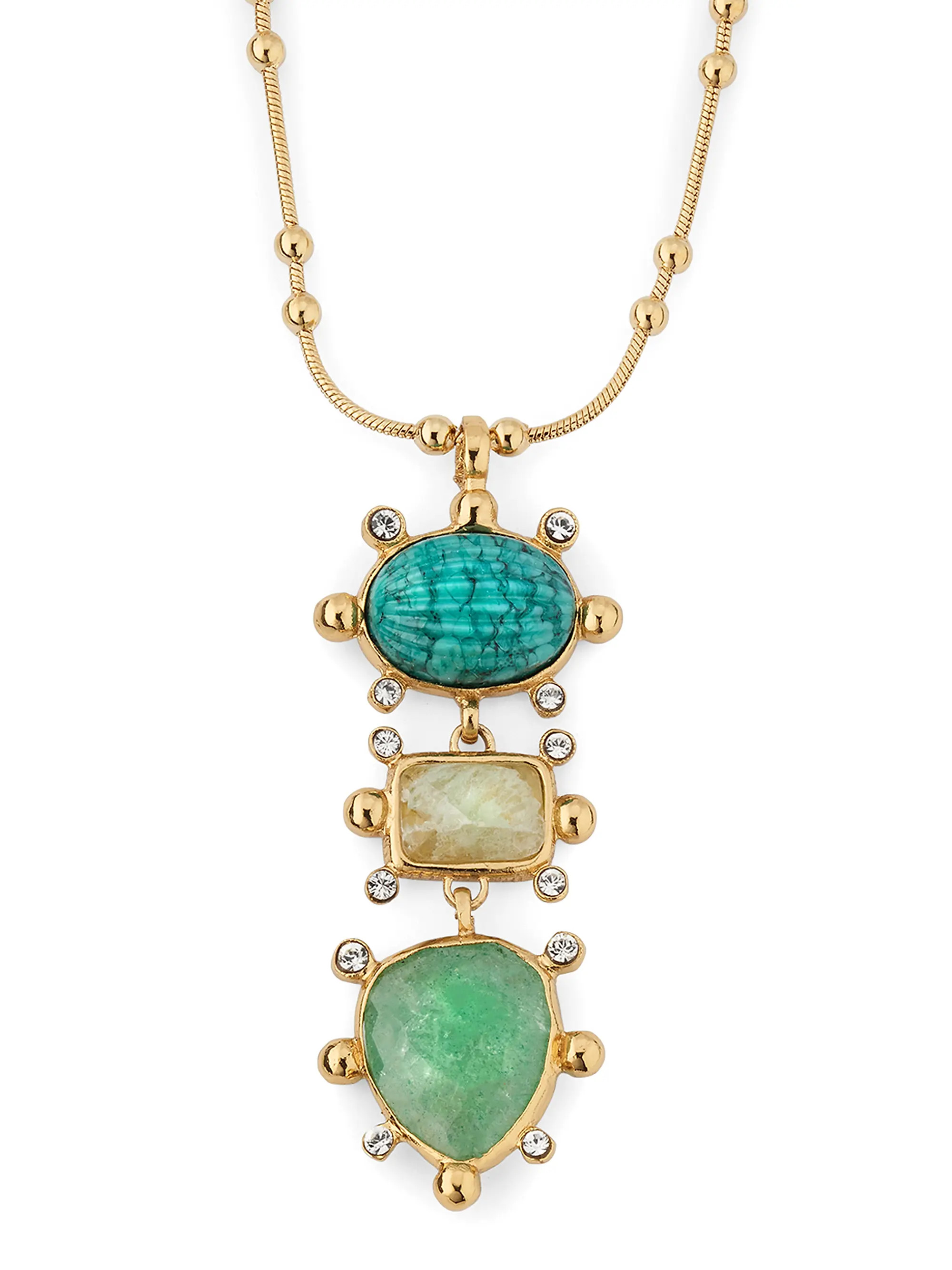 Tiki 24K-Gold-Plated, Turquoise & Rhinestone Pendant Necklace | Saks Fifth Avenue