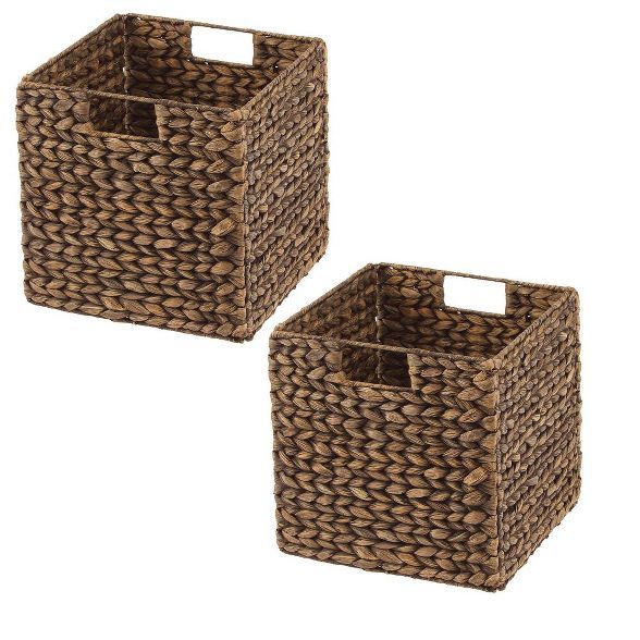 mDesign Large Woven Hyacinth Home Storage Basket for Cube Furniture, 2 Pack | Target