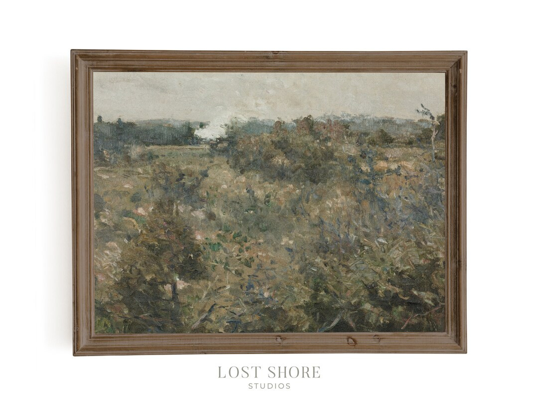 Vintage art landscape, farmhouse decor, wildflower meadow wall art, digital printable - 08 | Etsy (CAD)