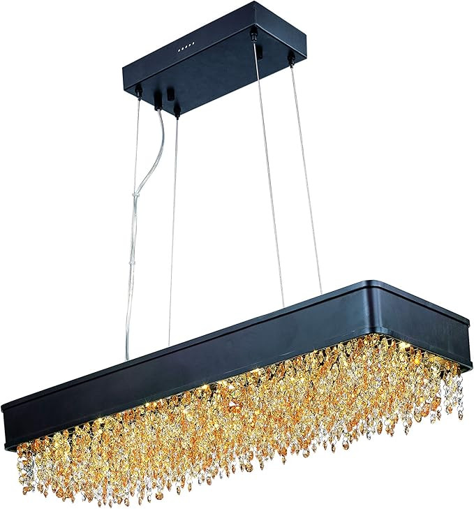 Maxim 39659SHBZ Mystic Mirror Smoke Crystal LED Rectangular Pendant Ceiling Light, 22-Light 61.6 ... | Amazon (US)