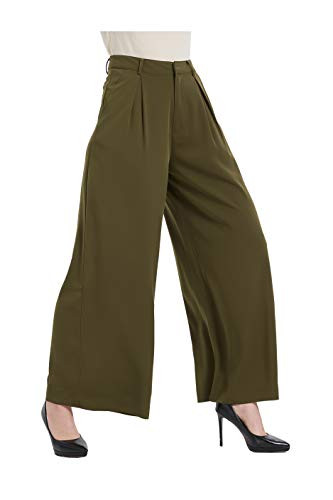 Tronjori Women High Waist Casual Wide Leg Long Palazzo Pants Trousers Regular Size | Amazon (US)