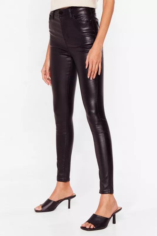 Faux Leather Coated High-Waisted Skinny Jeans | Nasty Gal (US)