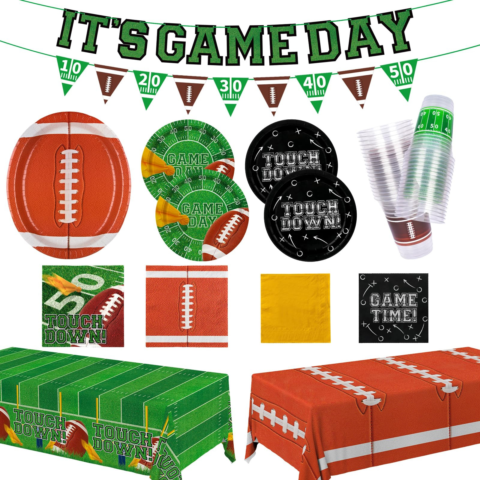 Gatherfun Football Party Supplies Kit for 24 Guests - Includes Large 12.5in Plates, Dessert Plate... | Amazon (US)