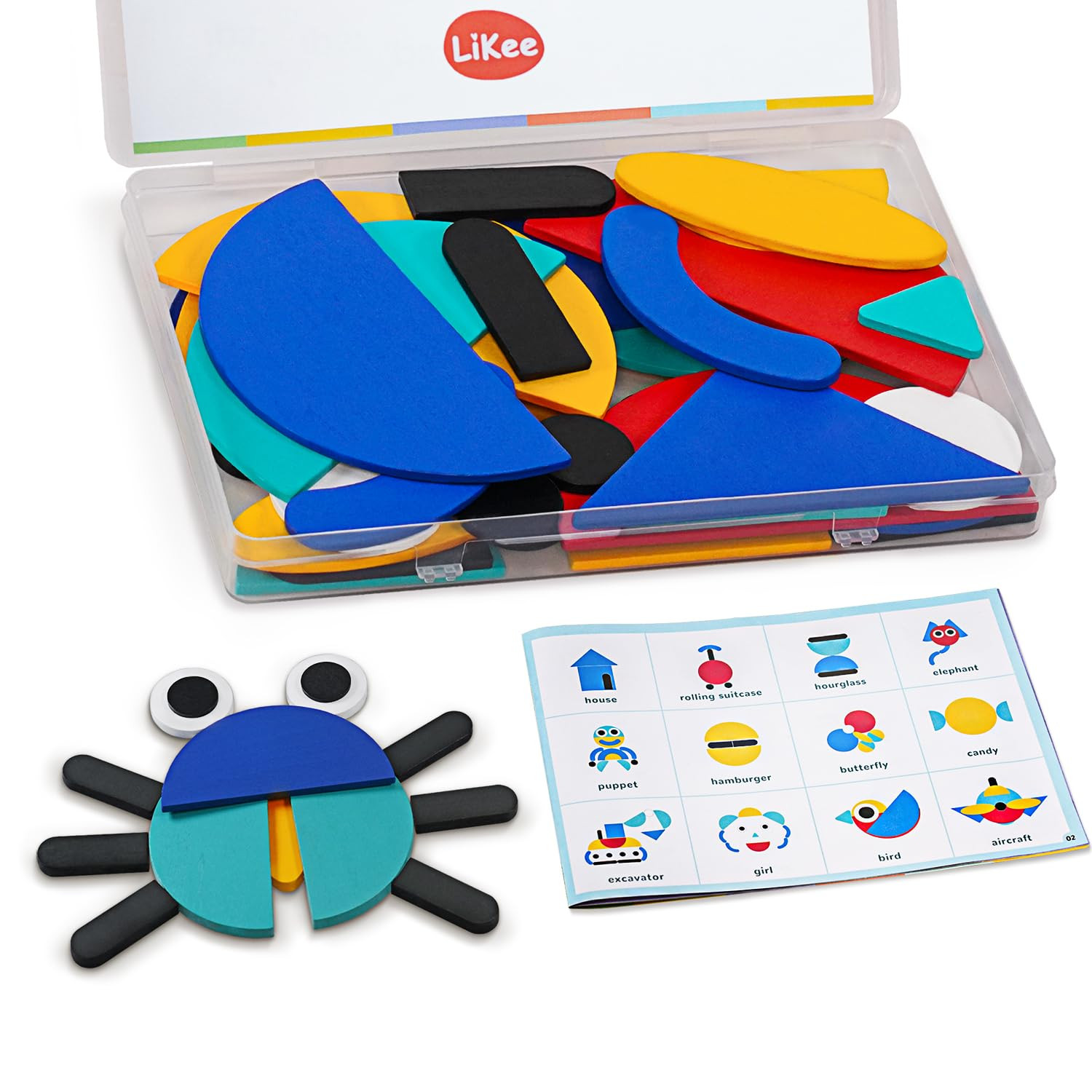LiKee Open Ended Wooden Shape Puzzles with 36 Blocks and 60 Pattern Shapes for Toddlers 3+ Years ... | Amazon (US)