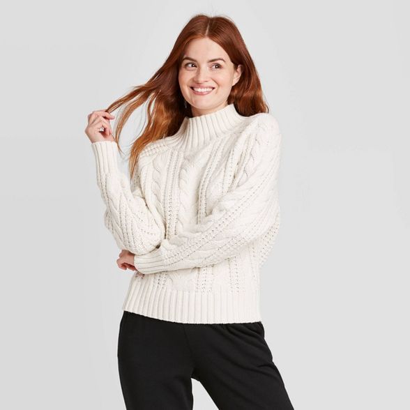 Women's Cable Turtleneck Pullover Sweater - A New day™ | Target