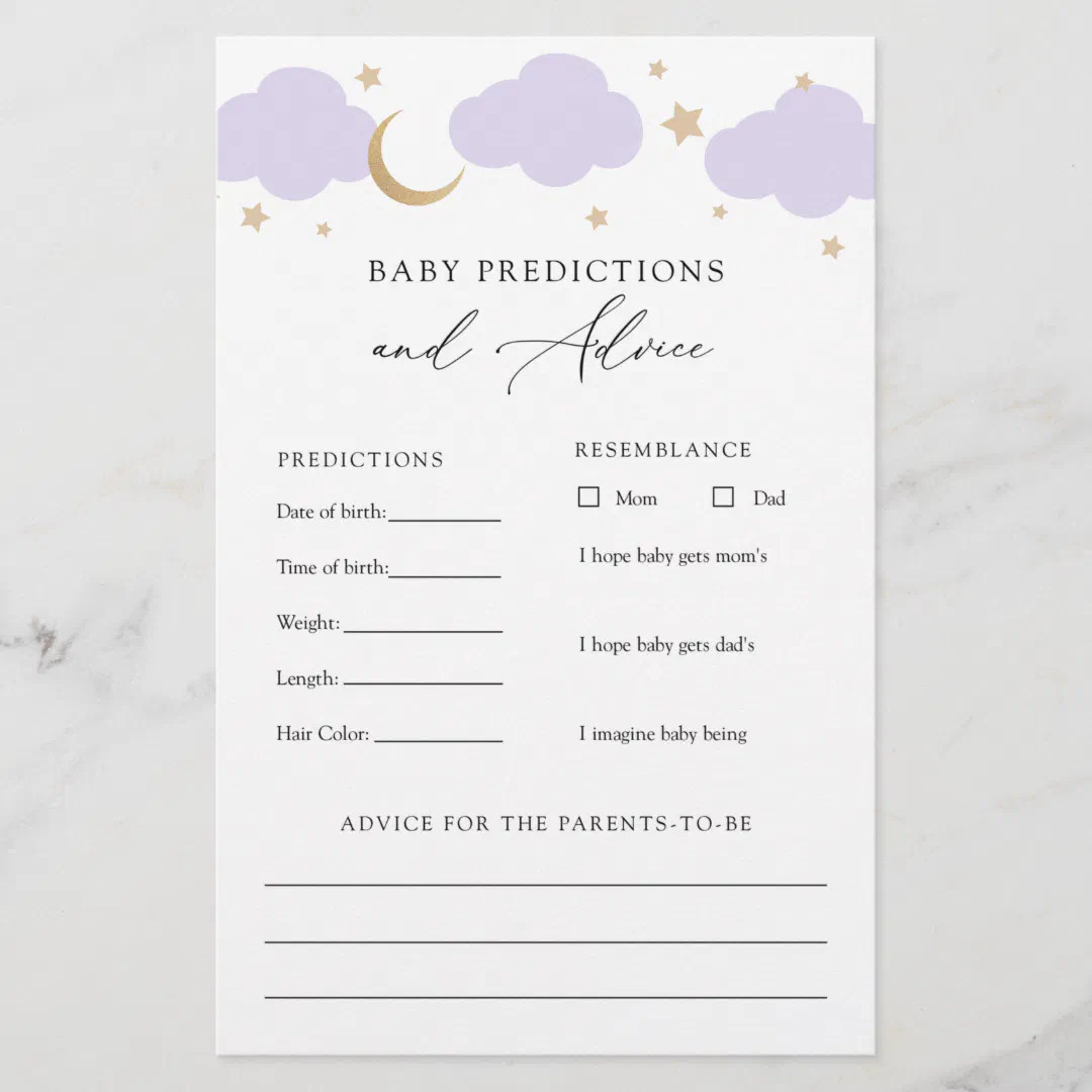 Over the Moon Baby Advice and Predictions Card | Zazzle | Zazzle