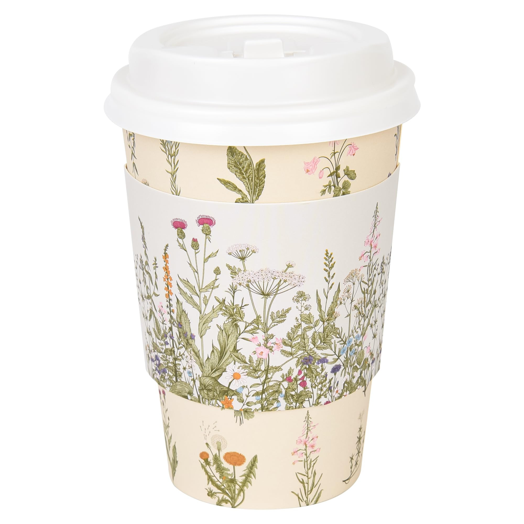 50Pcs Floral Disposable Coffee Cups with Lids and Sleeves Vintage Botanical Herb 12oz To Go Party... | Amazon (US)