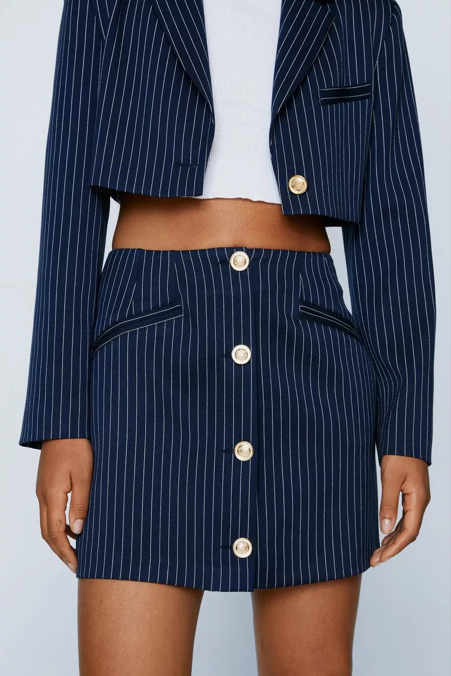 Navy Pinstripe Tailored Mini Skirt | Nasty Gal (US)