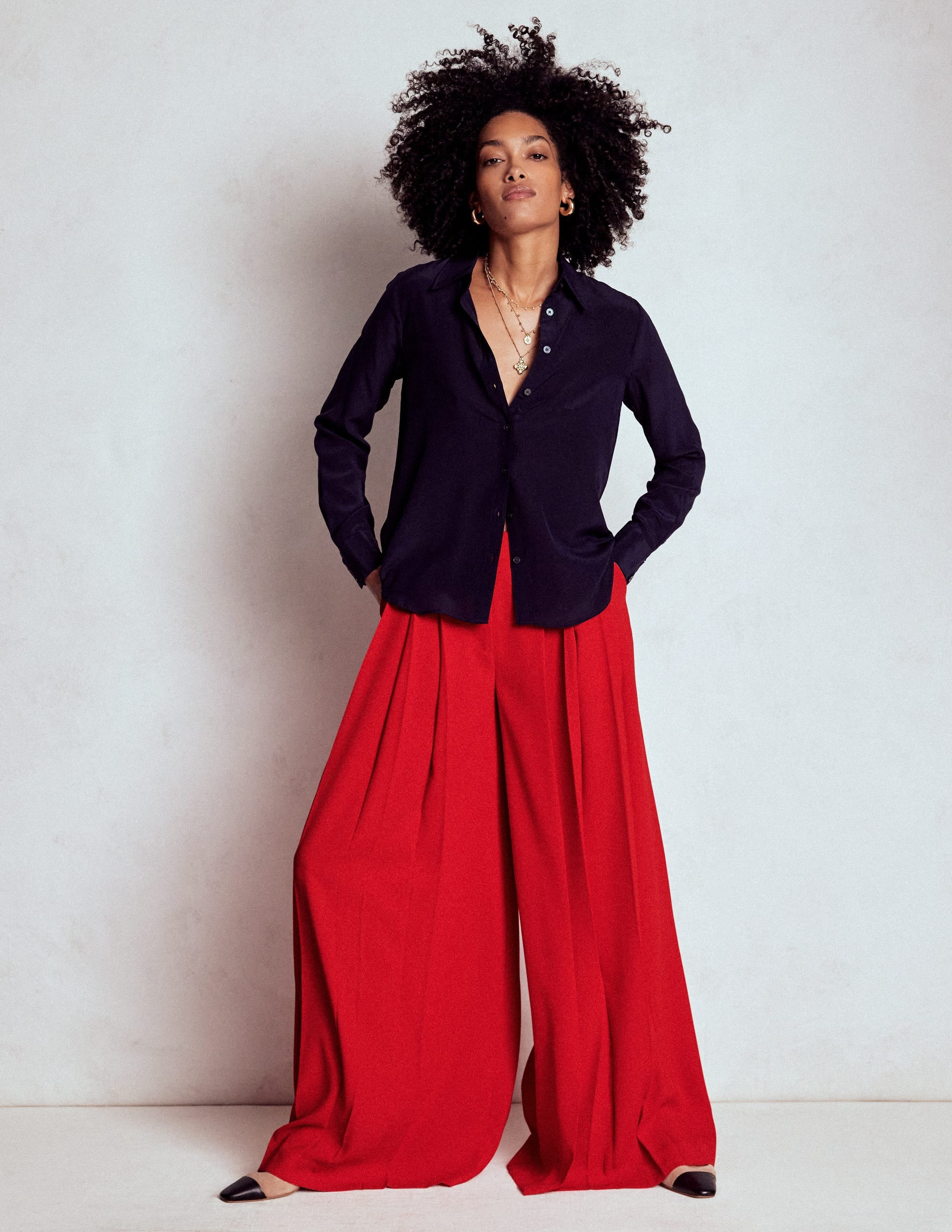 Regent Wide Leg Trousers-Poppy Red | Boden UK