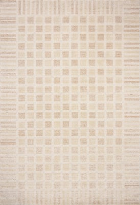 Calvin CLV-03 Bone/Natural Checkered Area Rug | Rugs Direct