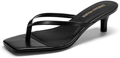 DREAM PAIRS Kitten Heels for Women Flip Flop Low Heels Square Open Toe Sandals Thong 1.97 Inch He... | Amazon (US)
