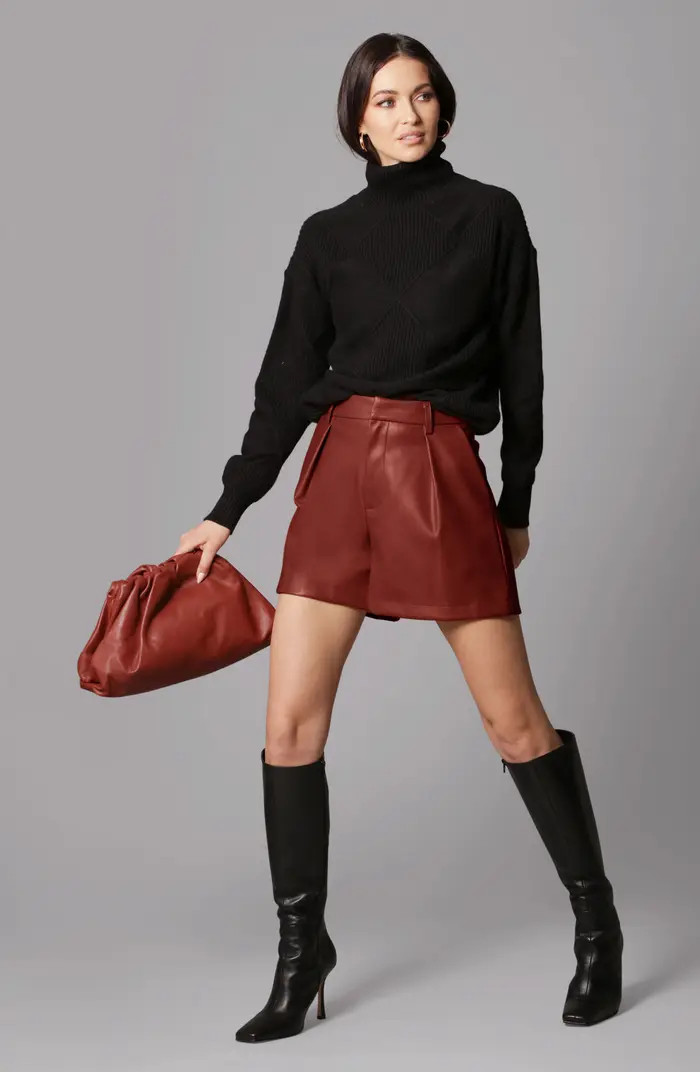 Pleated High Waist Faux Leather Shorts | Nordstrom