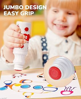 Washable Dot Markers for Kids,8 Colors 2 fl.oz Non Toxic Dot Paint Markers with 10 Coloring Activ... | Amazon (US)