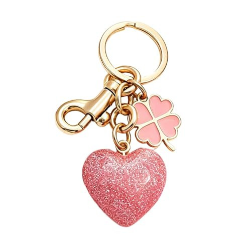 NCGINK Heart Bag Charms for Handbags - Lucky Four-leaf Purse Charm & Cute Keychain Charms, Perfect Purse Accessory Gift for Women - Four-leaf heart Pink | Amazon (US)