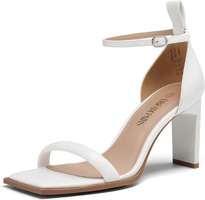 DREAM PAIRS High Heels Chunky Block Square Toe Heels for Women Sexy Dressy Open Toe Chain Heel Sa... | Amazon (US)