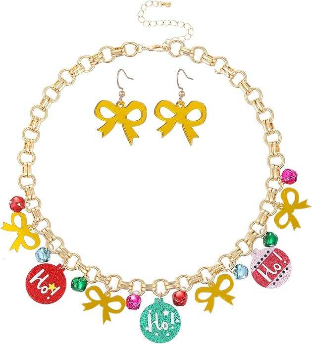 Madison Tyler Christmas Layered Necklace Set for Women | Statement Jingle Bells Jewelry | Dangle ... | Amazon (US)