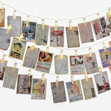 Jamal 50 LED Photo Clips String Lights Christmas Indoor fairy Light for Hanging Pictures Battery ... | Amazon (US)