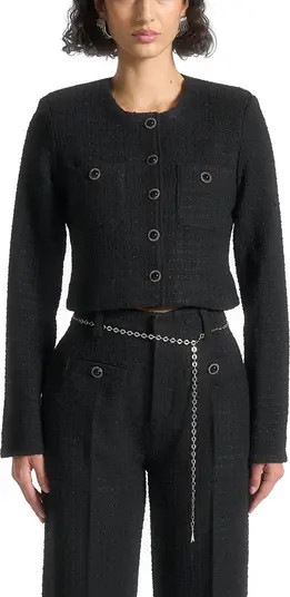 Mani\u00e8re De Voir Celine Cropped Tweed Jacket with Pearls | Nordstrom | Nordstrom