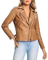 Amazon.com: ROSKIKI Womens Asymmetrical Faux Suede Long Sleeve Zipper Up Short Jacket Casual Moto... | Amazon (US)