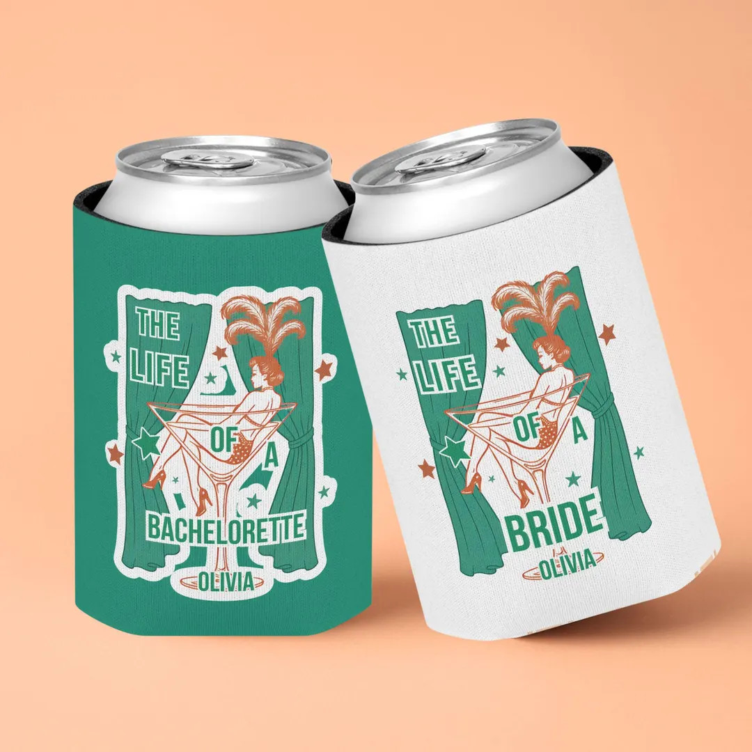 The Life of A Bachelorette Can Cooler, the Life of A Bride Can Coozie, Custom Bridal Shower Drink... | Etsy (US)