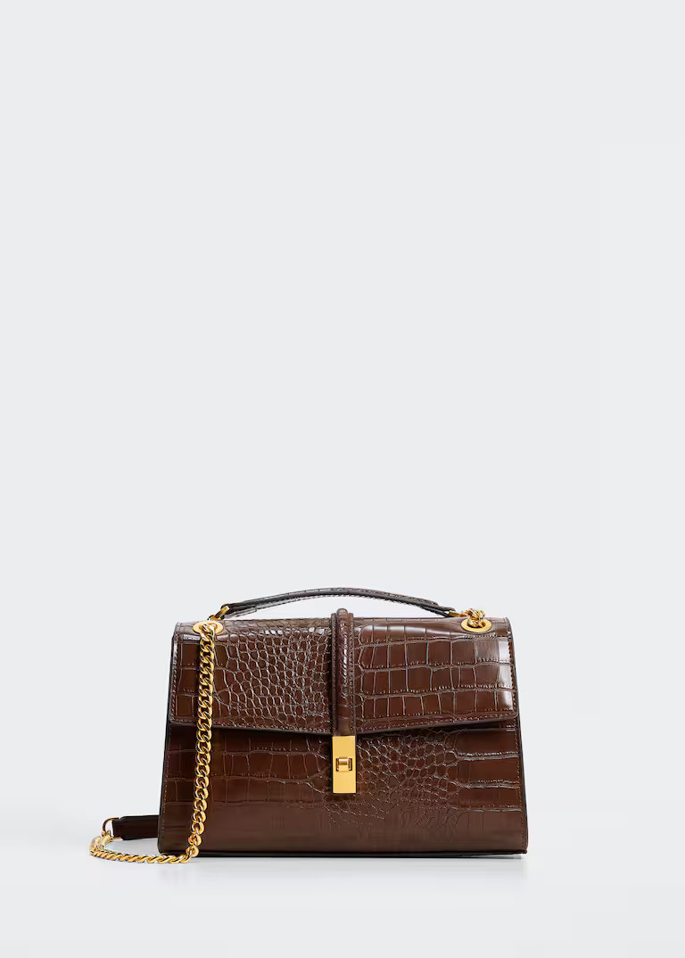 Crocodile effect chain bag -  Women | Mango United Kingdom | MANGO (UK)