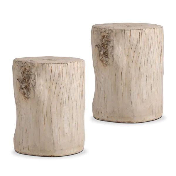COSIEST Outdoor&Indoor Antique Accent Side Table, Faux Wood Stump Stool - Overstock - 35990535 | Bed Bath & Beyond
