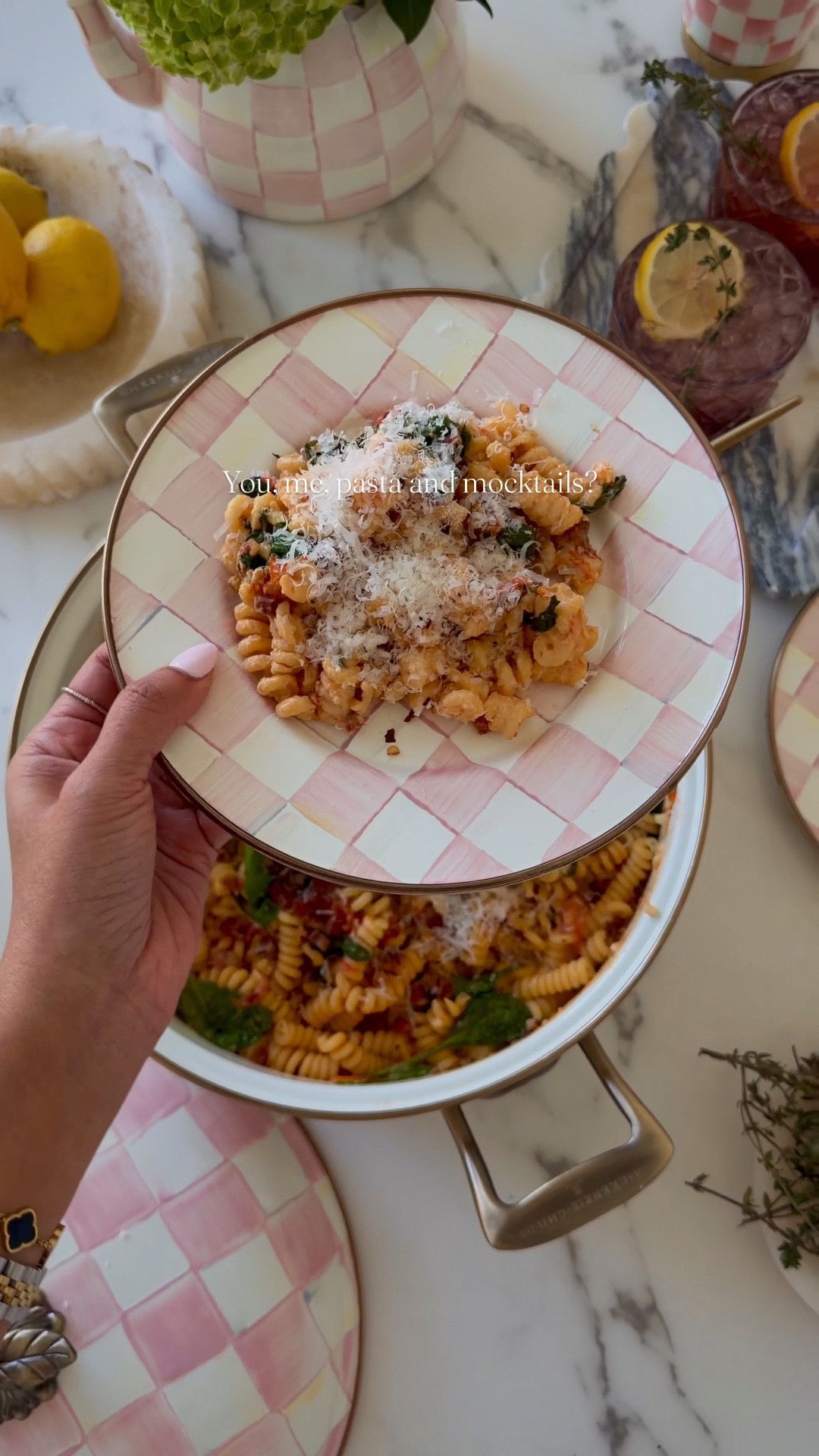 
Pasta & mocktails but we can’t forget to use the most stunning Rosy Check pieces from @MackenzieChilds comment “Rosy” and I’ll send you a dm to my favorite pieces! #MCPartner 

🍝full recipe is on instagram! 

#LTKHome #LTKValentine #LTKfoodie