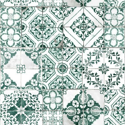 RoomMates Teal Mediterranean Tile Peel & Stick Wallpaper | Target