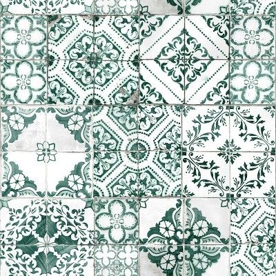 RoomMates Teal Mediterranean Tile Peel &#38; Stick Wallpaper | Target