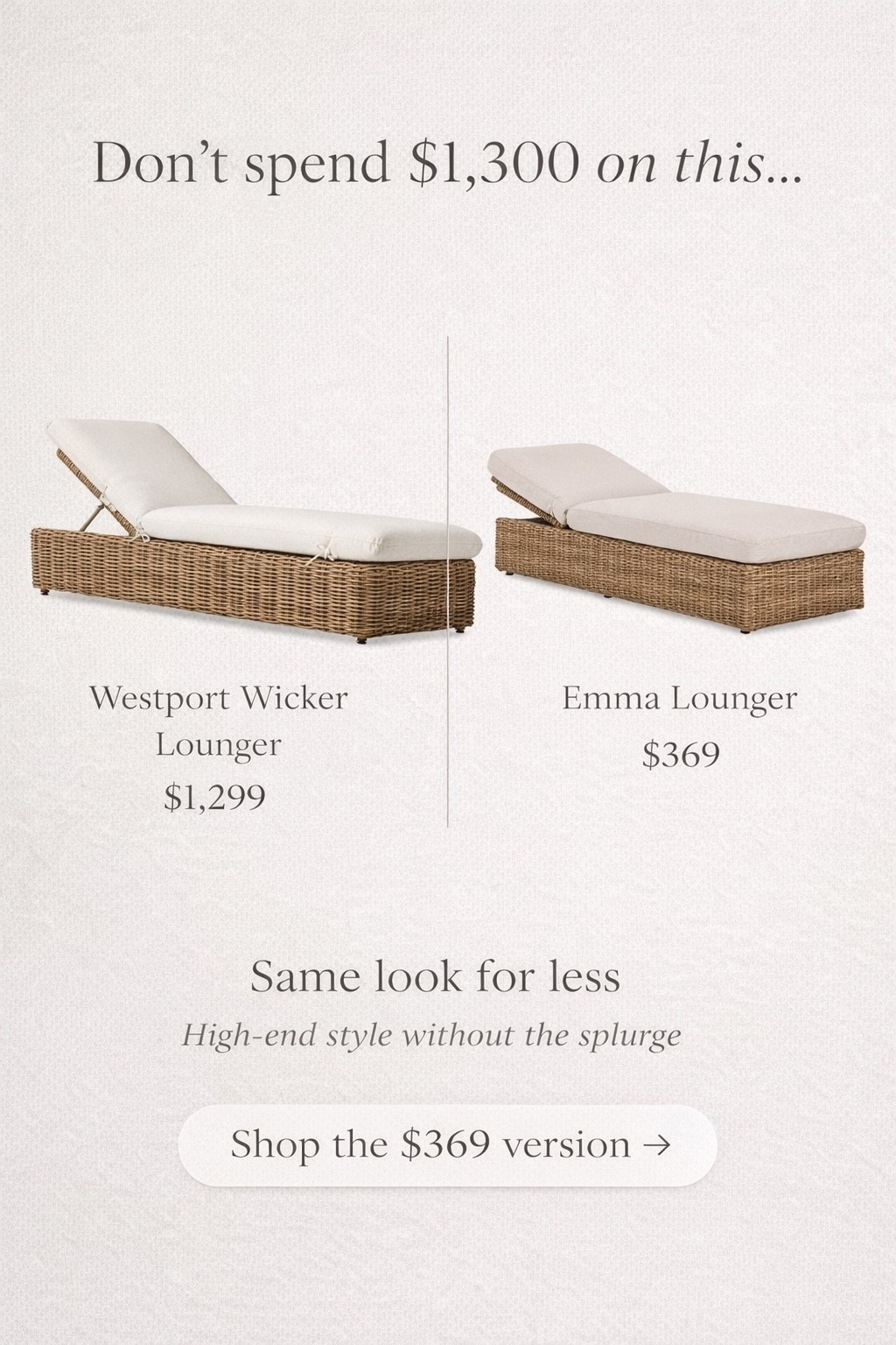 You don’t need to spend $1,300 to get this look. I found a woven outdoor lounger that has the same silhouette, neutral cushion, and high-end feel for a fraction of the price. It’s perfect for creating that elevated patio or poolside setup without the splurge. Such a good find if you love a neutral, resort-style outdoor space.

#LTKSeasonal #LTKHome #LTKSaleAlert