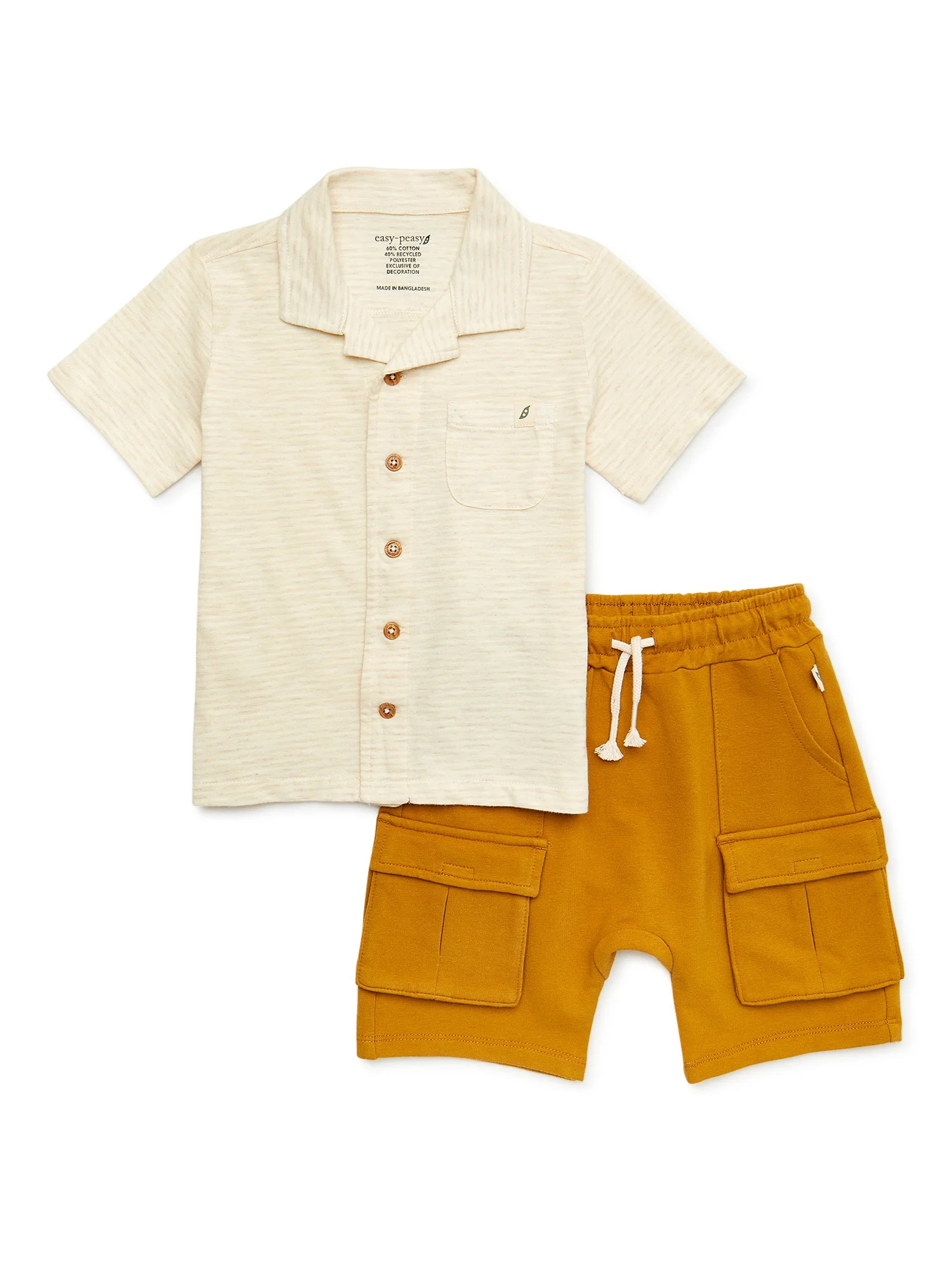 easy-peasy Baby and Toddler Boys Camp Shirt and Shorts Outfit Set, 2-Piece, Sizes 12M-5T | Walmart (US)