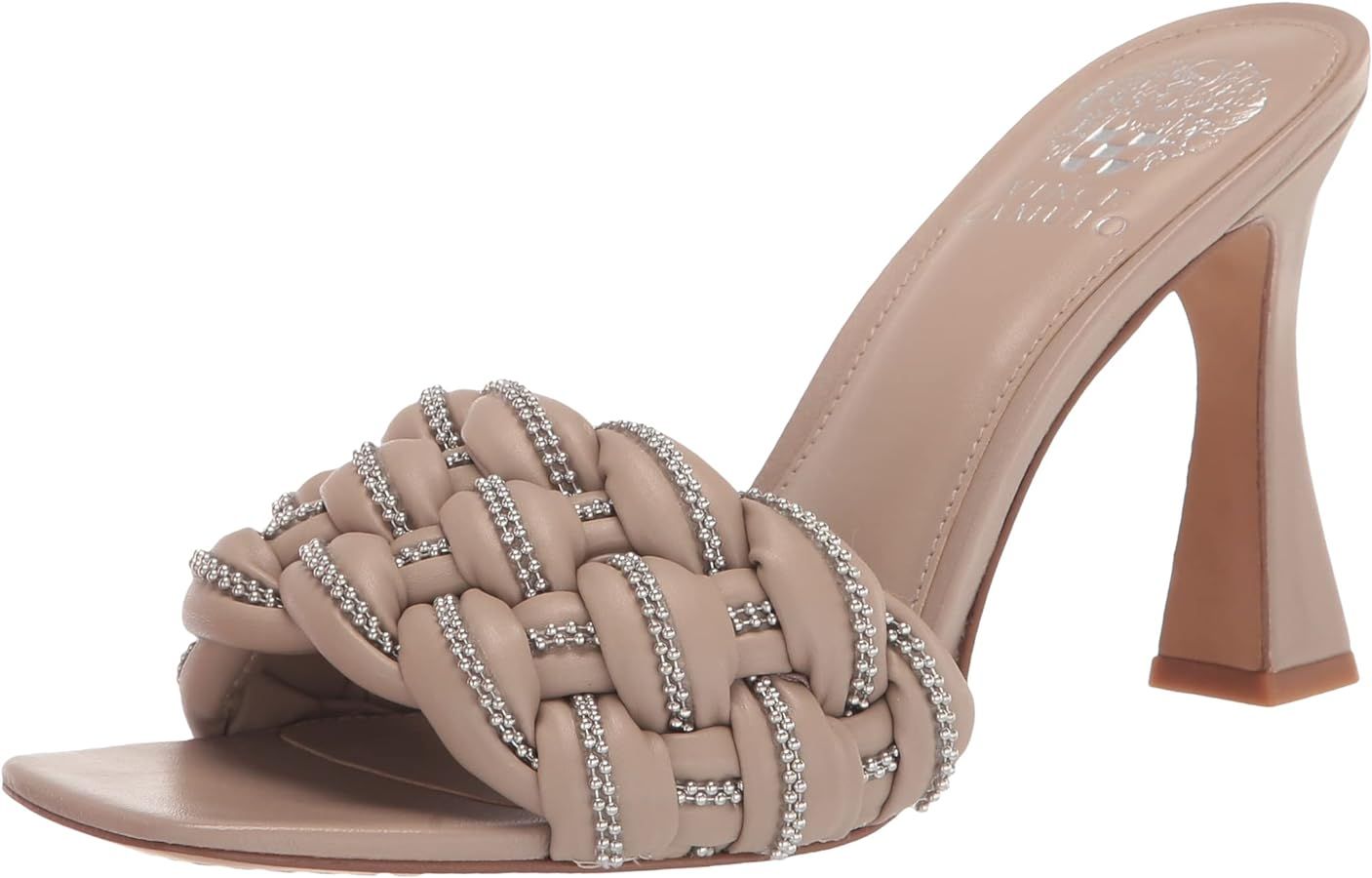 Vince Camuto Women's Rayley Crystal Woven Mule Heeled Sandal | Amazon (US)