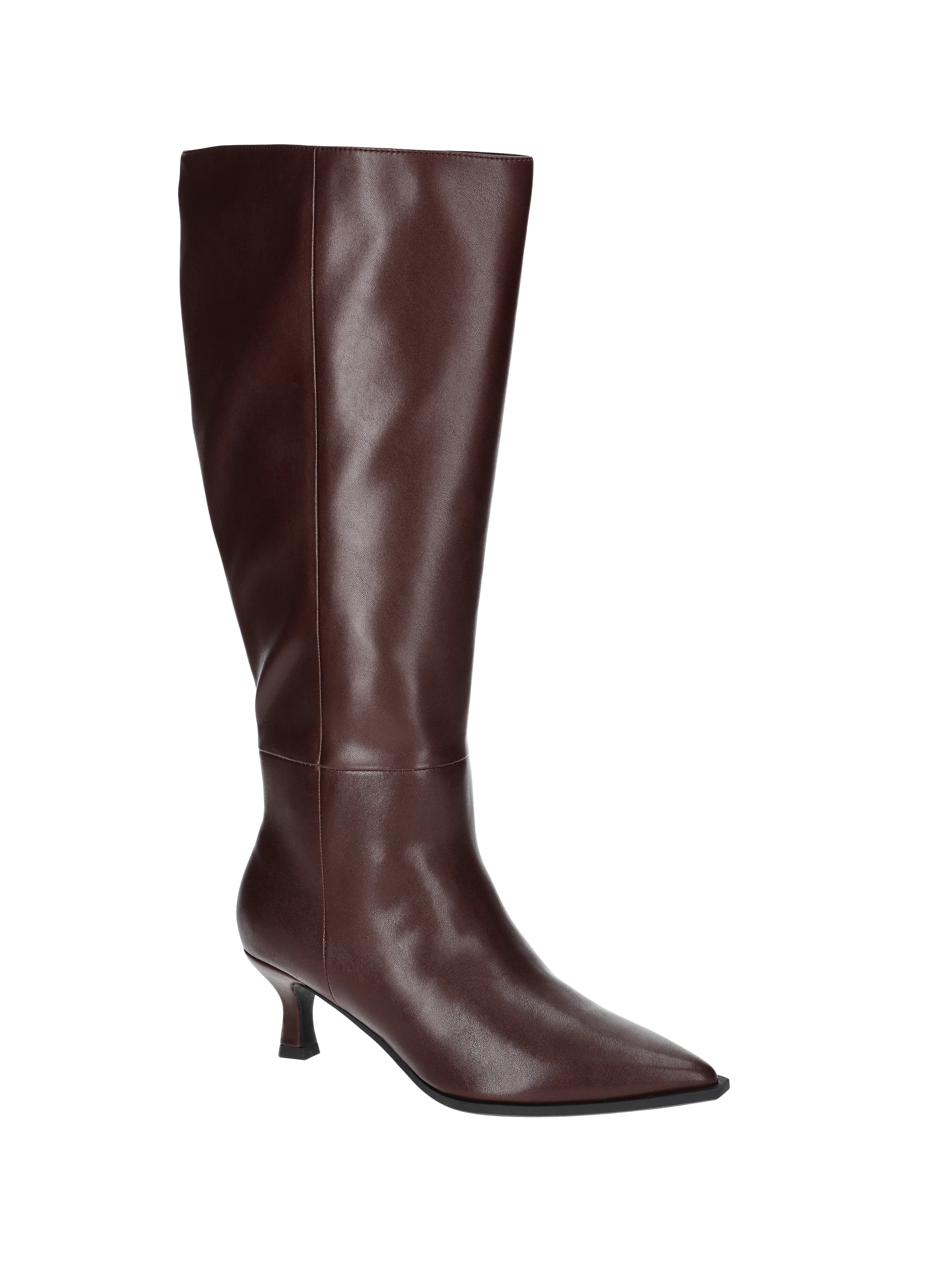 Madden NYC Women's Faux Leather Knee High Boots with Kitten Heel, Wide Calf Available | Walmart (US)