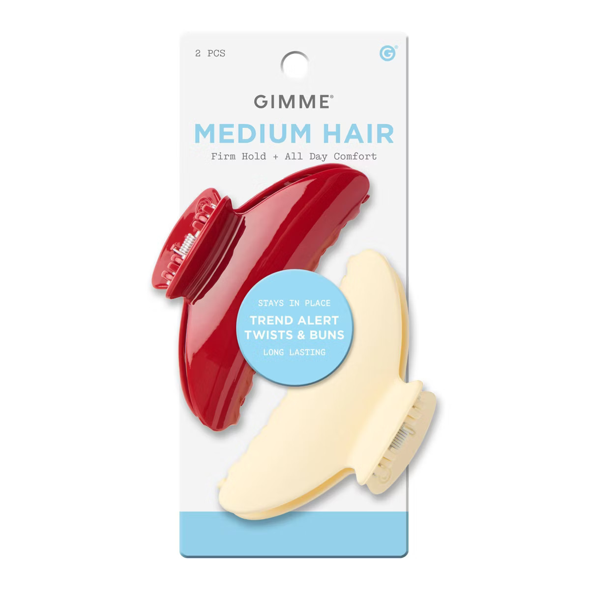 Gimme Beauty Medium Fashion Claw Clip - 2pc - Red/Cream | Target