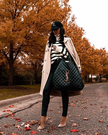 Fall workwear outfit - take 20% off my stripe sweater, trench coat and faux leather pants at Shopbop with code FALL20

#LTKfindsunder100 #LTKsalealert #LTKSeasonal