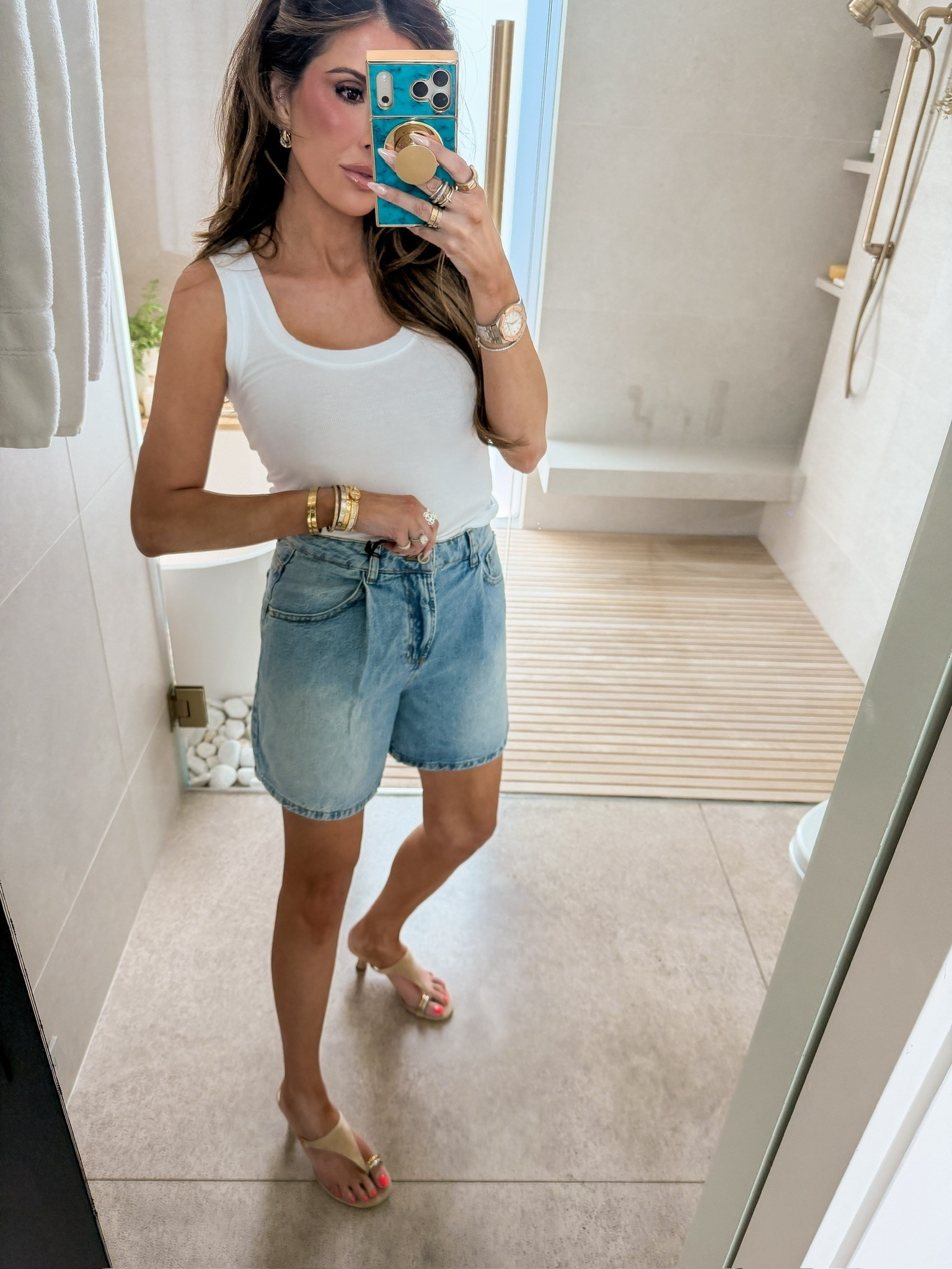 The perfect denim short!! These are so flattering! ALSO! I just got these heels and they are very comfortable! 

Zara fashion, Zara finds, White tank top, Denim shorts, Bermuda shorts, Light wash shorts, Dolce Vita heels, Summer outfits, Gemme Beauty, Emily Gemma

#LTKdayinmylife #LTKootd #LTKSeasonal